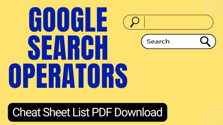 Advanced Google Search Operators Cheat Sheet List PDF Download 2024