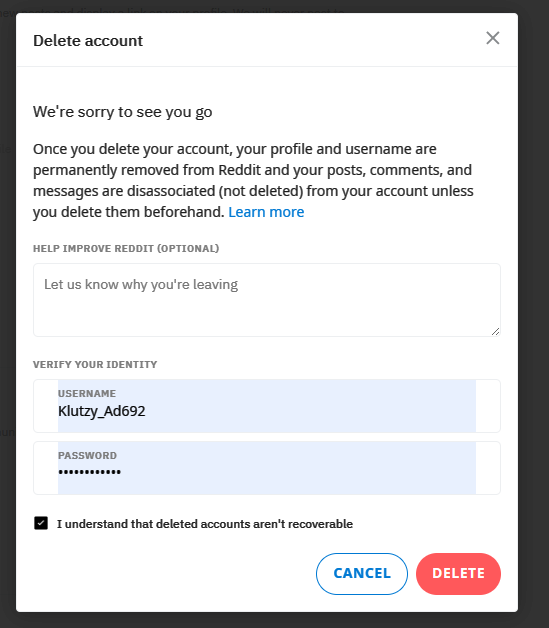 रेड्डिट अकाउंट कैसे डिलीट करें | Reddit account Delete 3