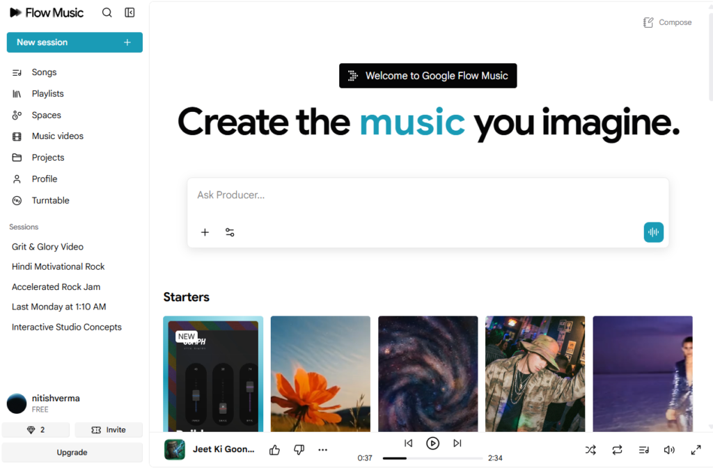 Google Flow Music Dashboard